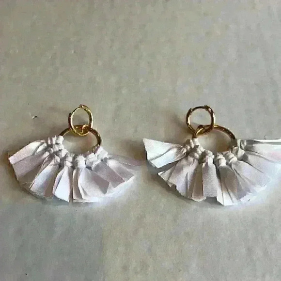 J. Crew Jewelry - J Crew new Fabric Fan Earrings in White